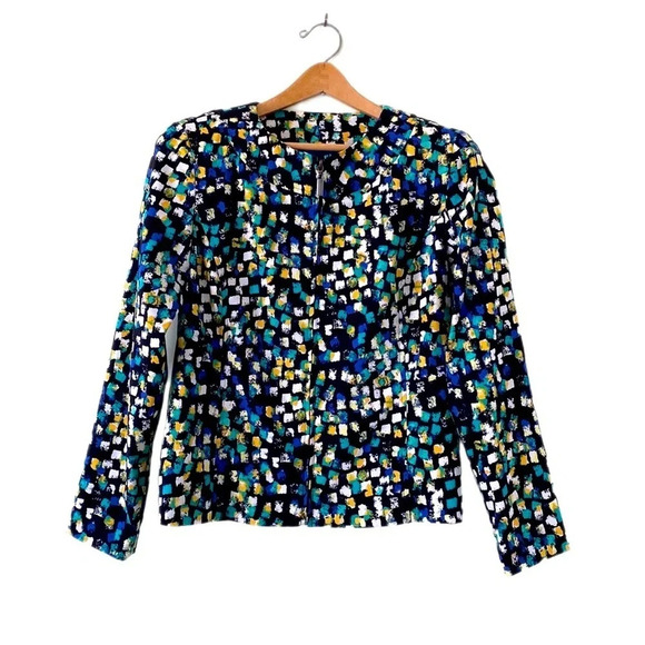 🌸Geometric print zip front Jacket by Molly & Maxx size small - Picture 2 of 9